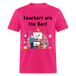 Unisex Adult Teachers Print T Shirt - fuchsia