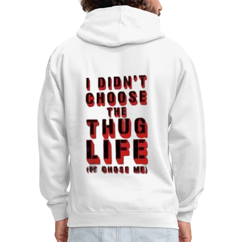 Boys Contrast Thug Life Print Hoodie - white/gray