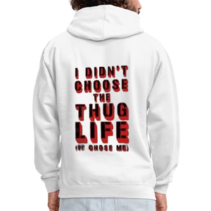 Boys Contrast Thug Life Print Hoodie - white/gray