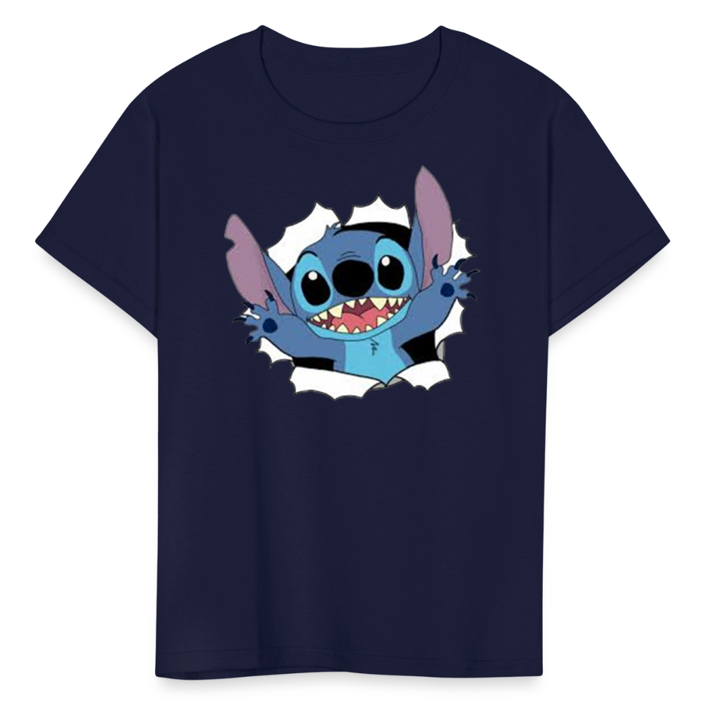 Kids and Babies Unisex Stitch Print  T-Shirt - navy