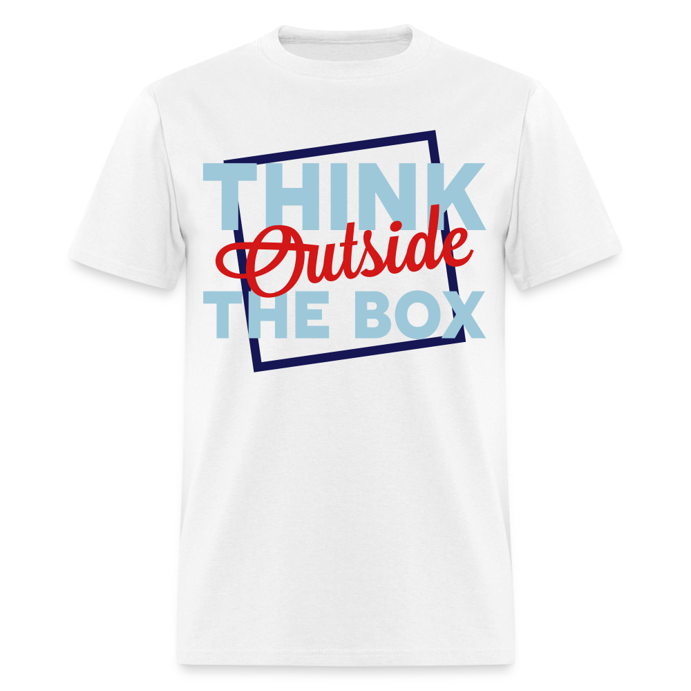 Unisex Adults Think Outside the Box Print T Shirt - white