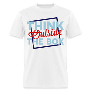 Unisex Adults Think Outside the Box Print T Shirt - white