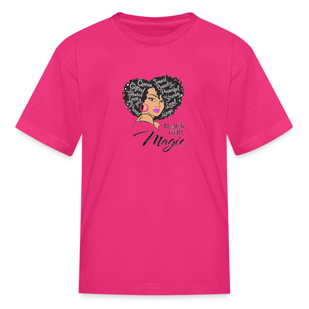 Girls Fruit of the Loom Black Girl Print T Shirt - fuchsia