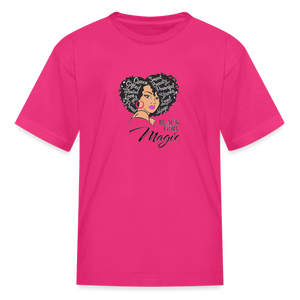 Girls Fruit of the Loom Black Girl Print T Shirt - fuchsia