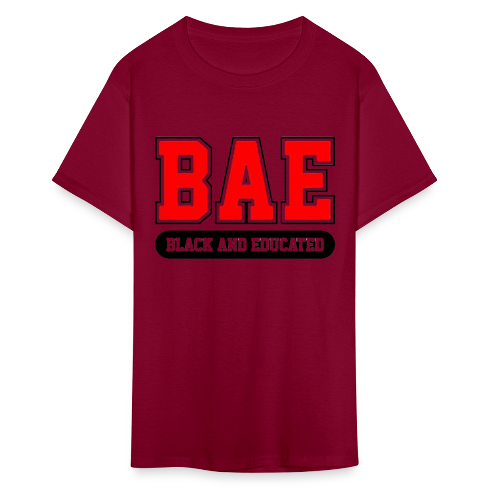 Unisex Classic Bae Print Fruit of The Loom T Shirt - burgundy