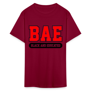 Unisex Classic Bae Print Fruit of The Loom T Shirt - burgundy