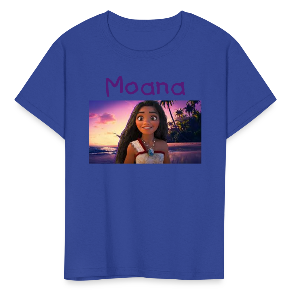 Kids Girls Fruit of the Loom Moana Print T Shirt - royal blue