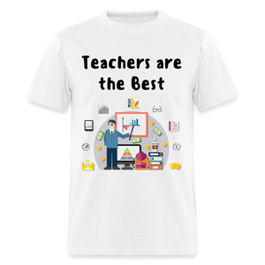 Unisex Adult Teachers Print T Shirt - white