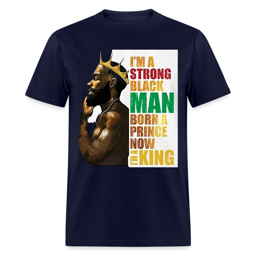 Men's Black King Print T Shirt - navy