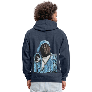 Unisex Contrast Biggie Print Hoodie - indigo heather/asphalt