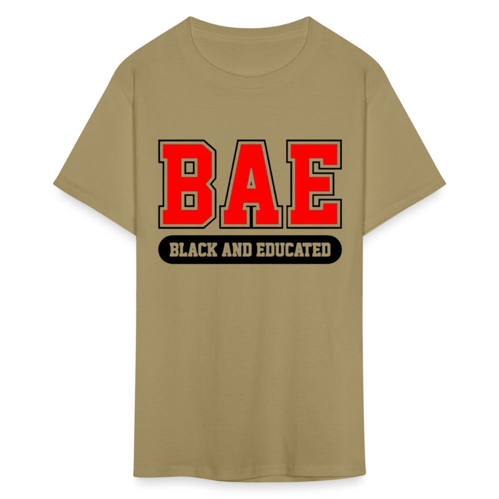 Unisex Classic Bae Print Fruit of The Loom T Shirt - khaki