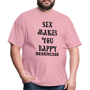 Unisex Classic Fruit of the Loom Happy Print T Shirt - pink