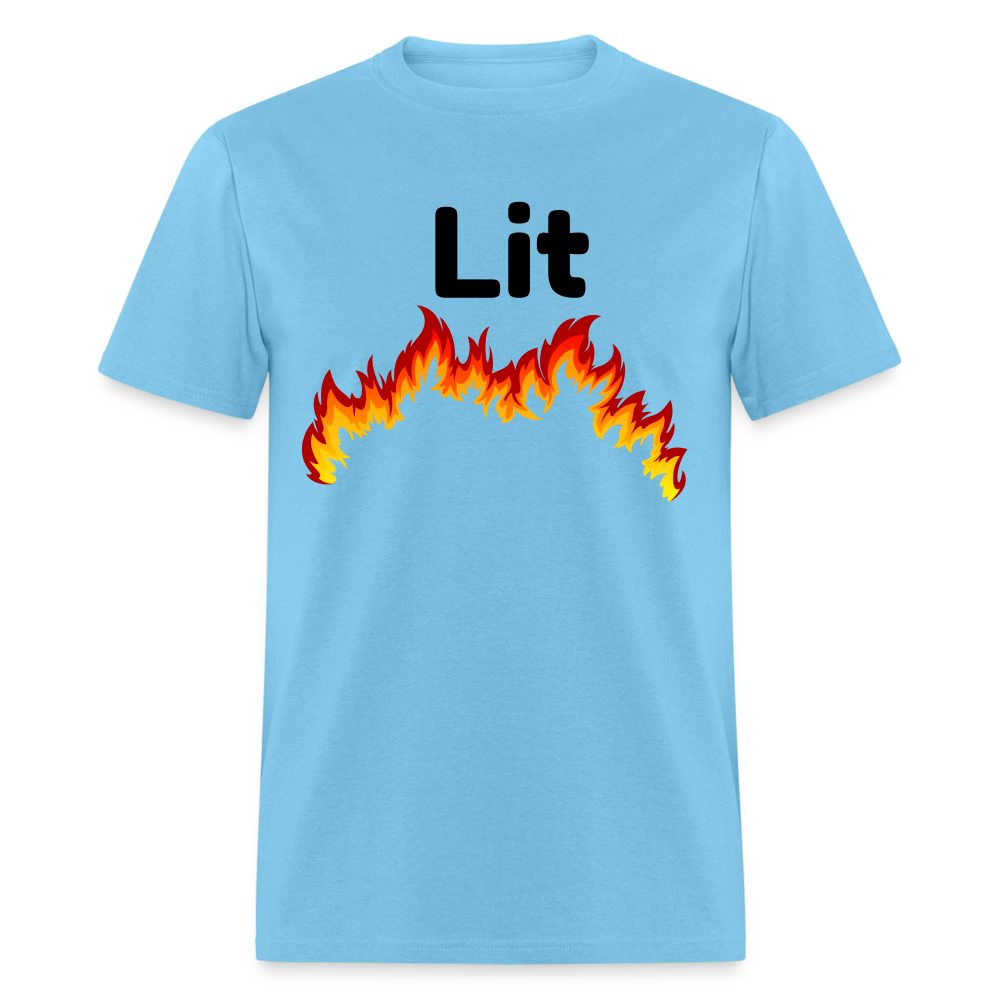 Unisex Lit Print T Shirt - aquatic blue