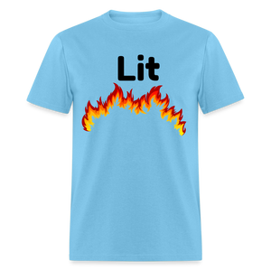 Unisex Lit Print T Shirt - aquatic blue