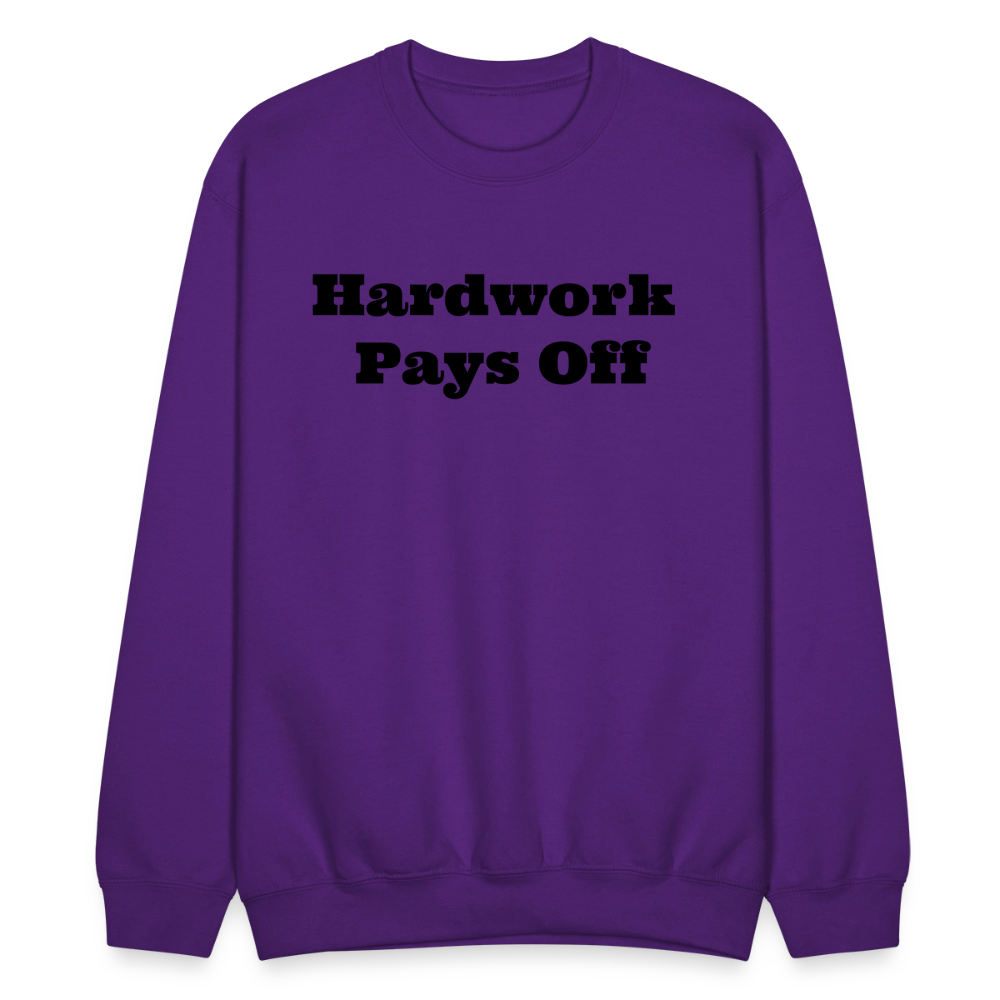 Unisex Crewneck Hardwork Print  Sweatshirt - purple