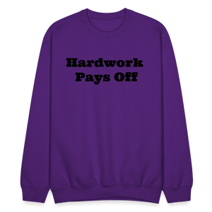 Unisex Crewneck Hardwork Print  Sweatshirt - purple