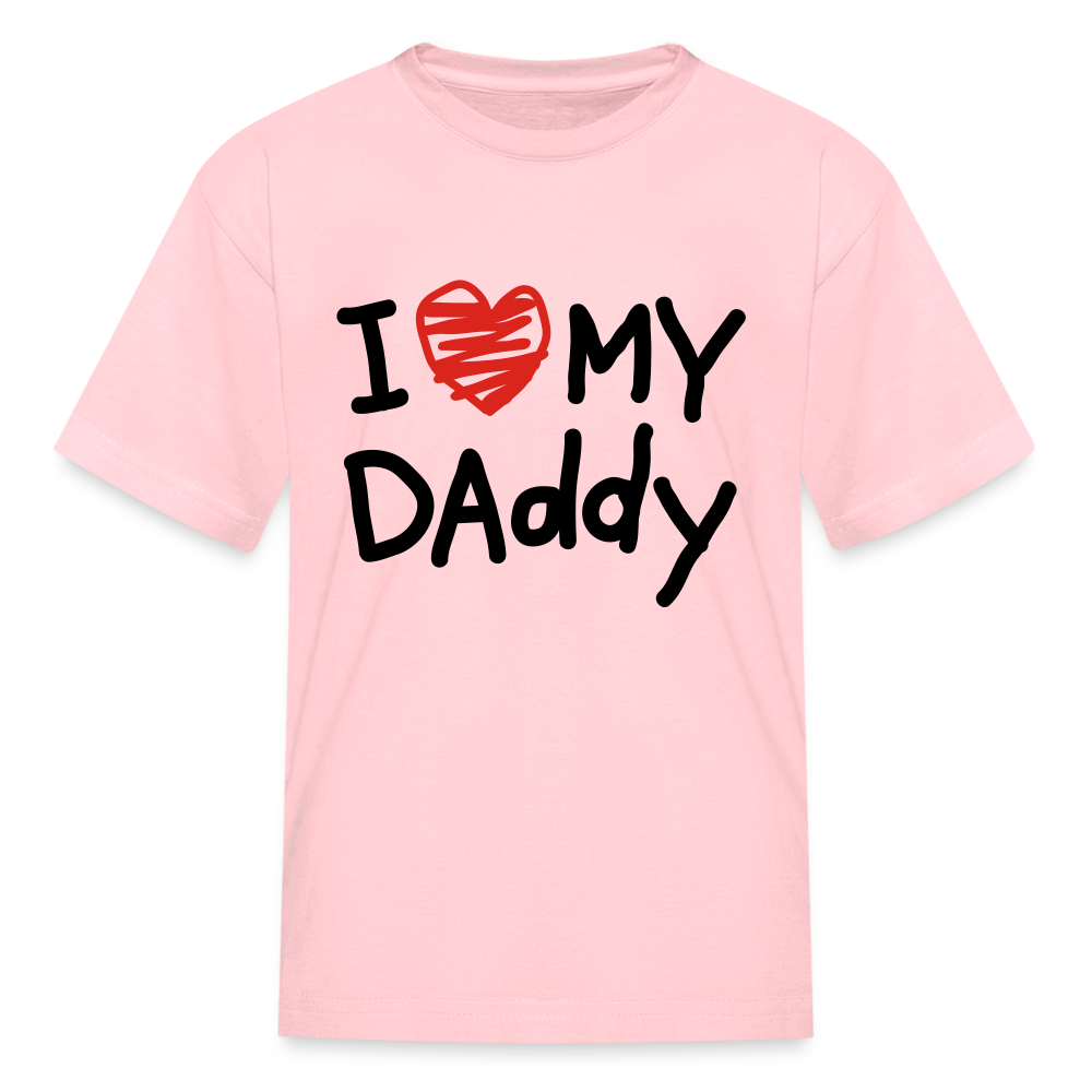 Kids Fruit of the Loom I Love Daddy Print T Shirt - pink