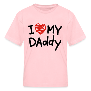 Kids Fruit of the Loom I Love Daddy Print T Shirt - pink