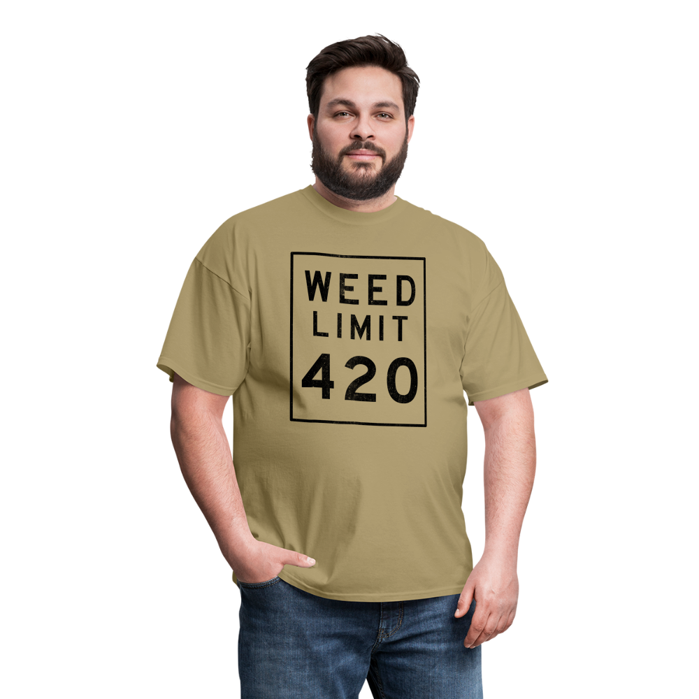 Unisex Weed Limit 420 Print T Shirt - khaki