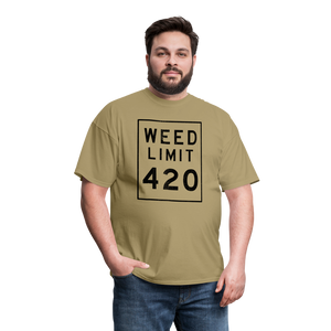 Unisex Weed Limit 420 Print T Shirt - khaki