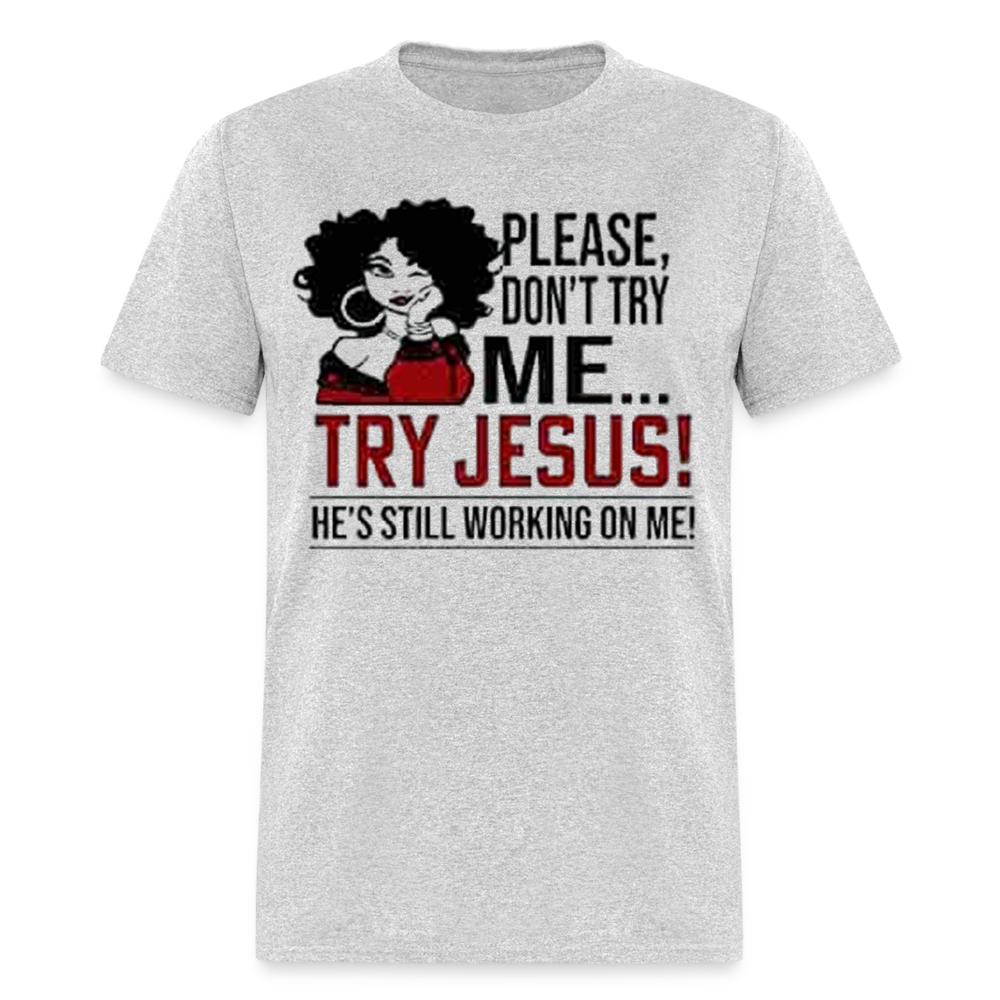 Women's Classic Jesus Print T Shirt - heather gray