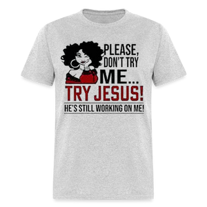 Women's Classic Jesus Print T Shirt - heather gray