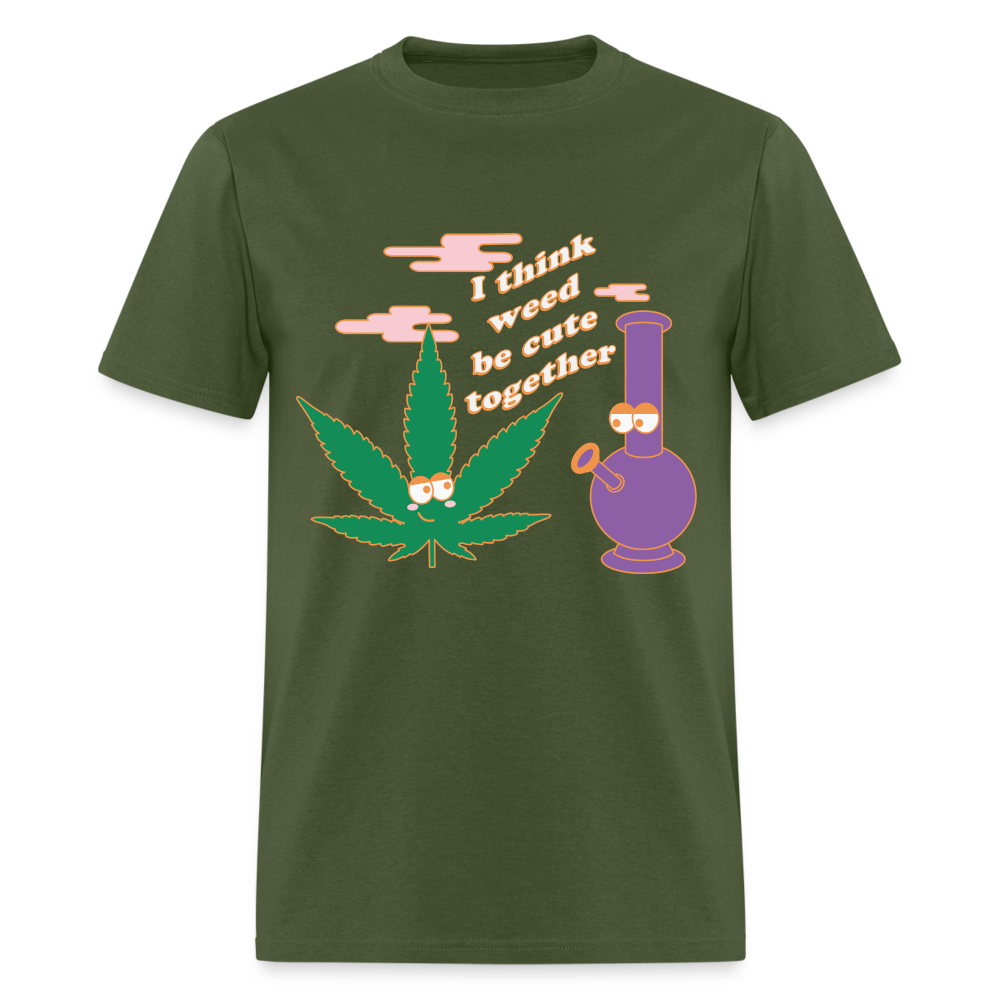 Unisex Classic Weed Print T Shirt - military green