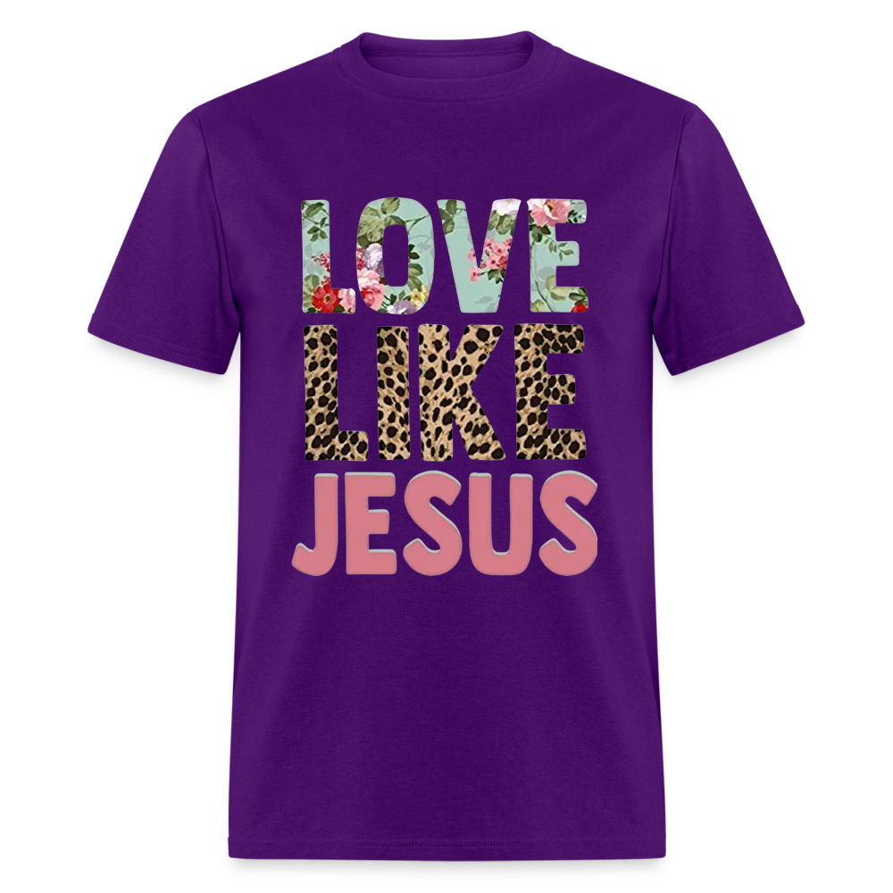 Unisex Jesus Print T Shirt - purple