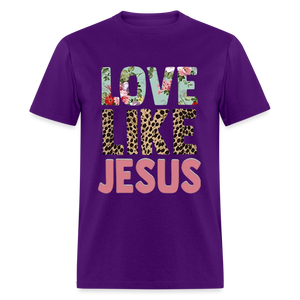 Unisex Jesus Print T Shirt - purple