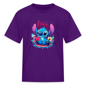 Kids Fruit of the Loom Stitch Print T Shirt - purple