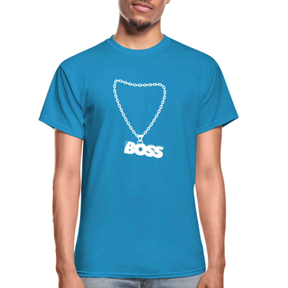 Unisex Adult Gildan Ultra Cotton Boss Print T Shirt - turquoise