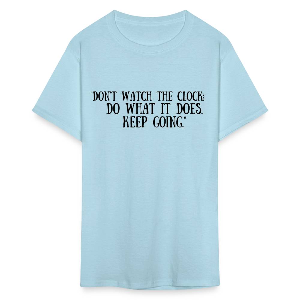 Unisex Classic  Watch the Clock Print T Shirt - powder blue