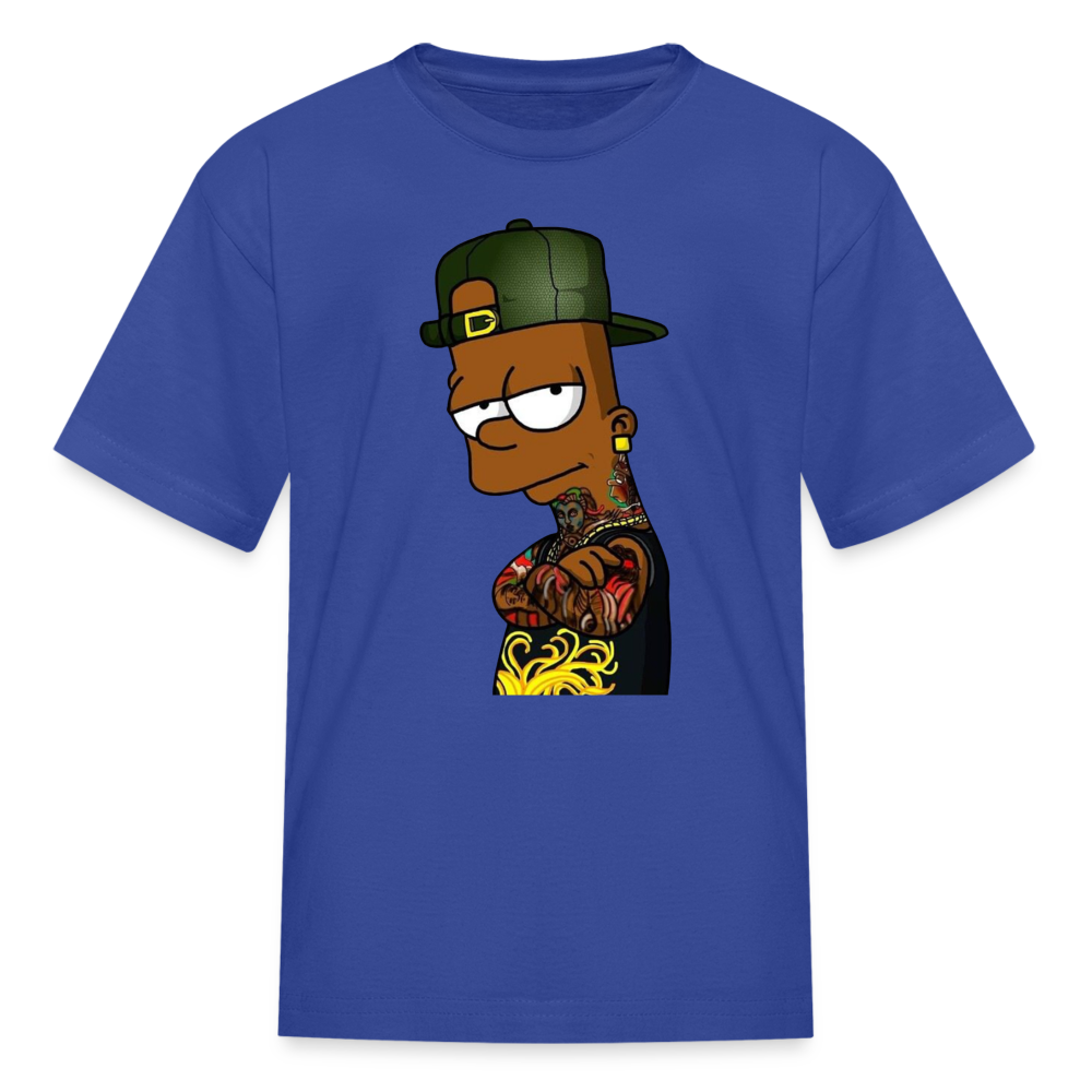 Boys Black Bart Hood Print T Shirt - royal blue