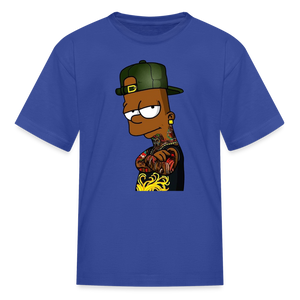 Boys Black Bart Hood Print T Shirt - royal blue