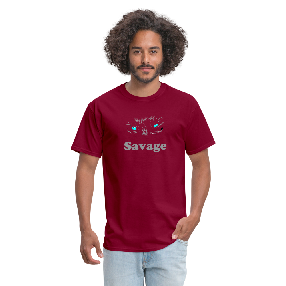 Unisex Savage Print T Shirt - burgundy