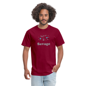 Unisex Savage Print T Shirt - burgundy