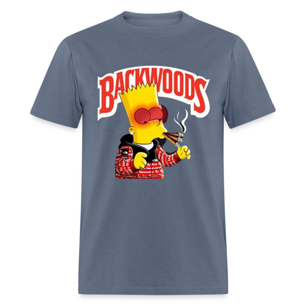 Unisex Backwoods Bart Print T Shirt - denim