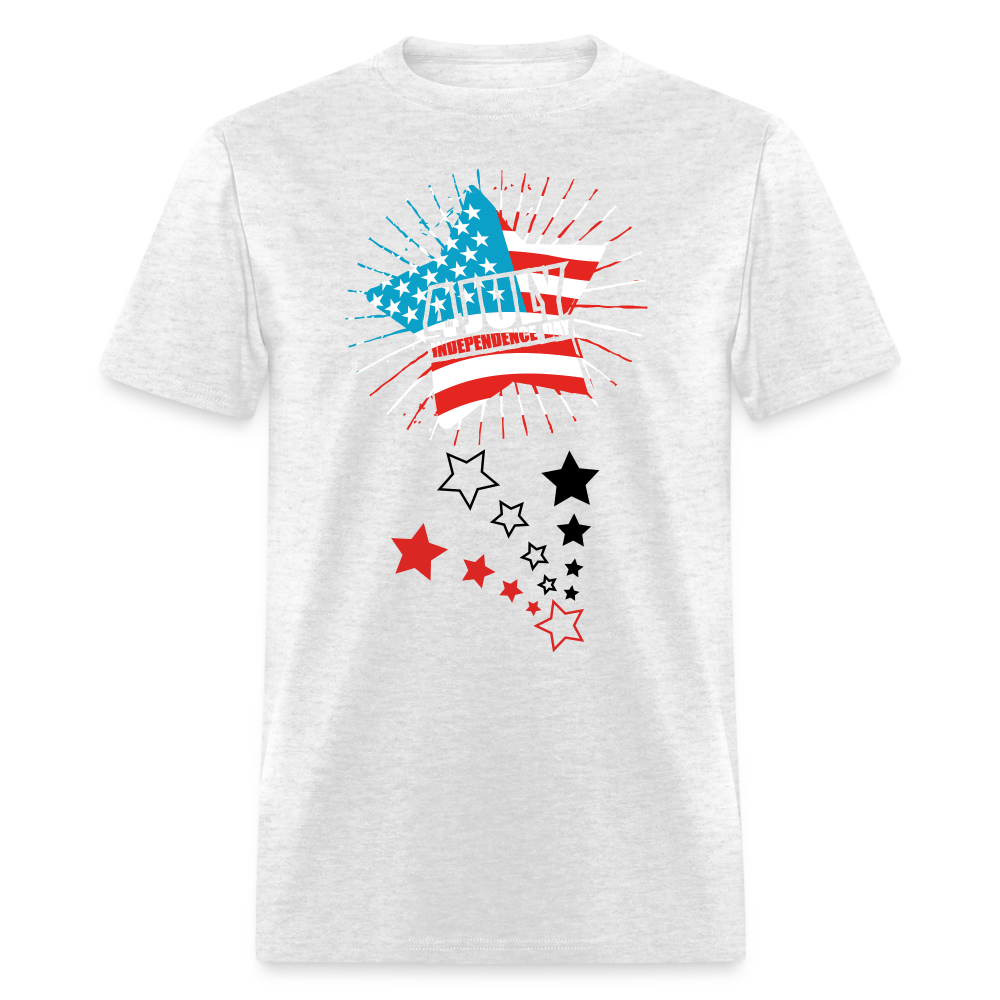 Unisex Independence Day Print T Shirt - light heather gray