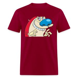 Unisex Ren & Stimpy Print T Shirt - dark red