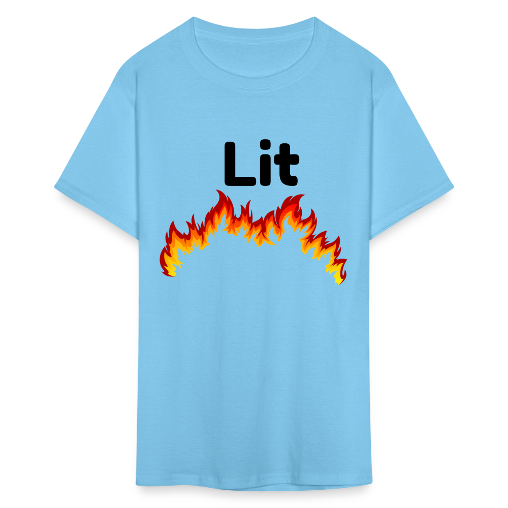 Unisex Lit Print T Shirt - aquatic blue