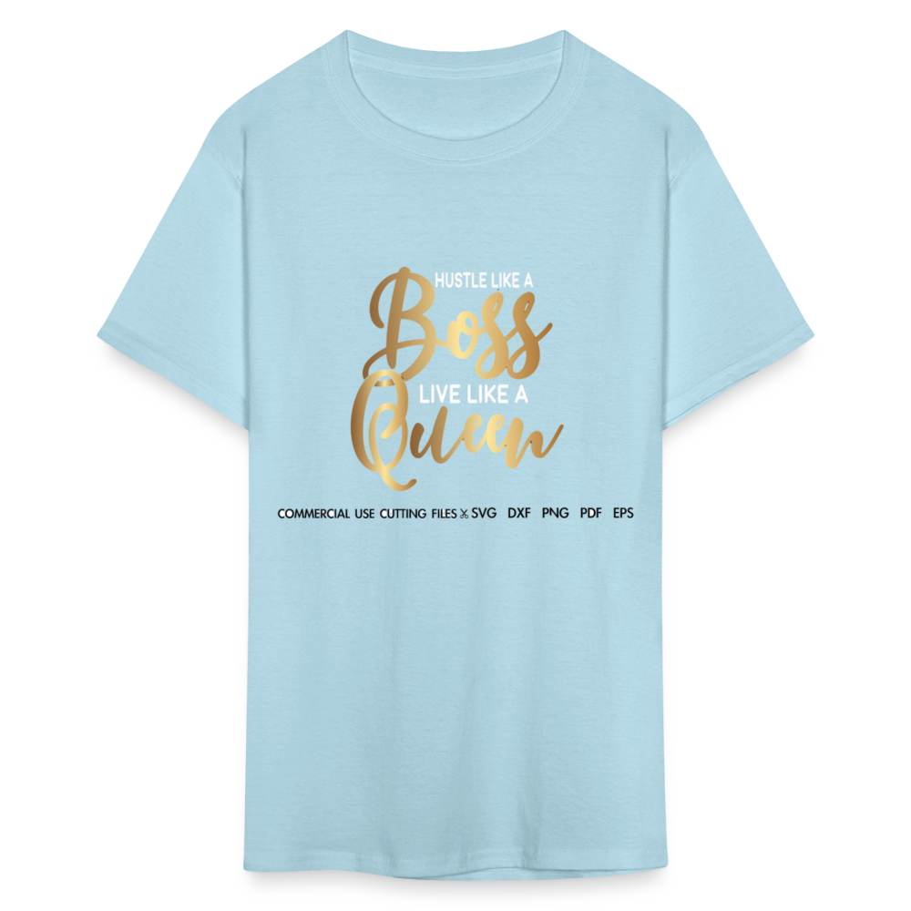 Women's Classic Boss Queen Print T Shirt - powder blue