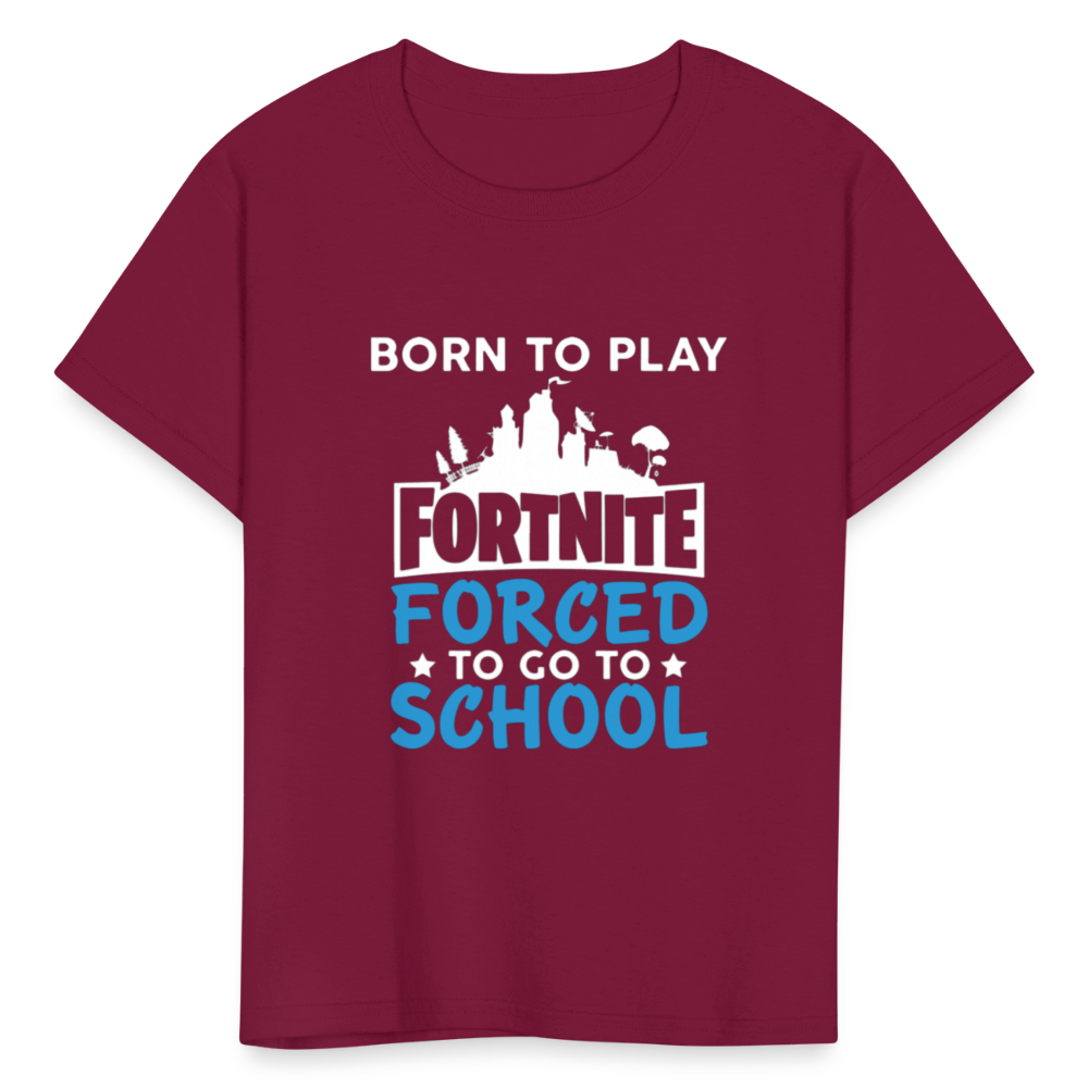 Boys Forced to go to School Print T Shirt - burgundy