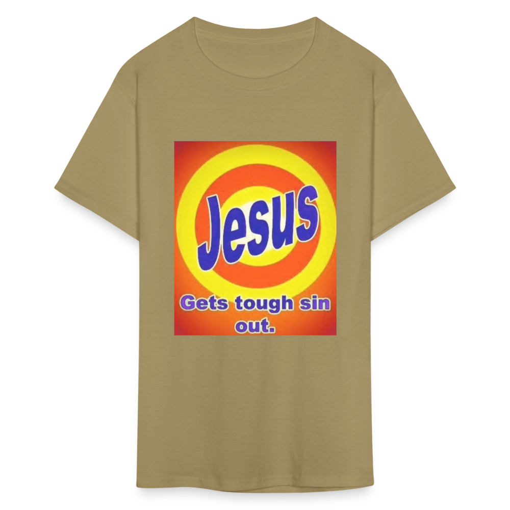 Unisex Classic Jesus Print T Shirt - khaki