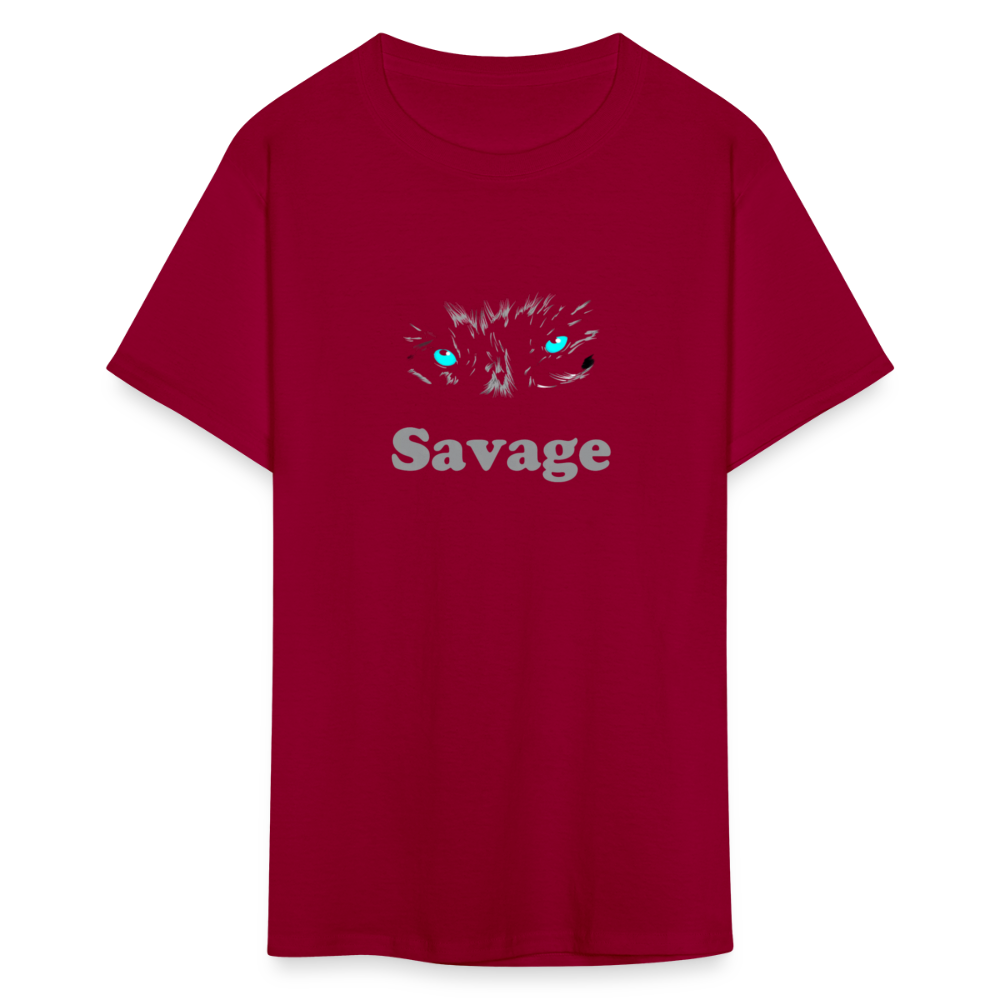 Unisex Savage Print T Shirt - dark red