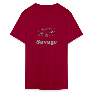 Unisex Savage Print T Shirt - dark red