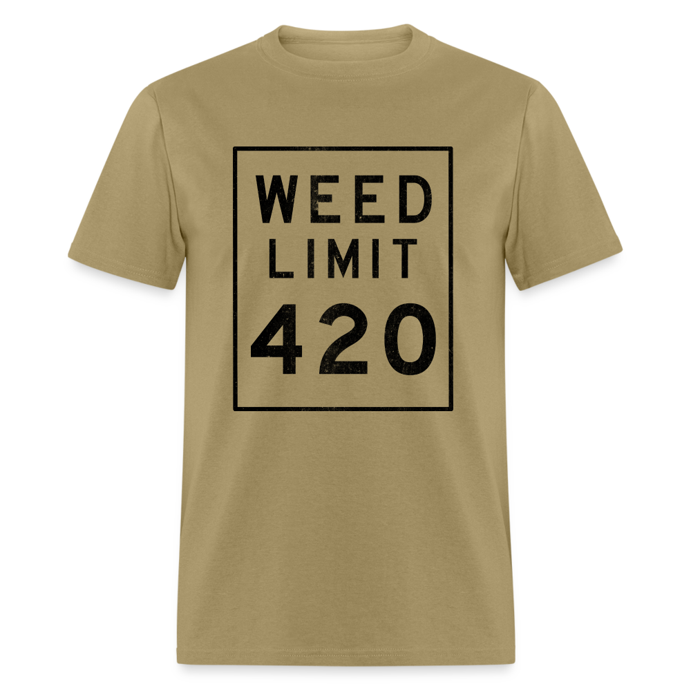 Unisex Weed Limit 420 Print T Shirt - khaki