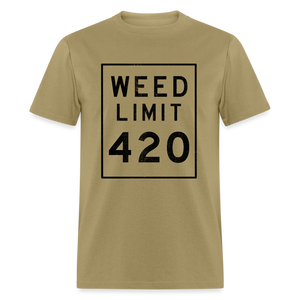 Unisex Weed Limit 420 Print T Shirt - khaki