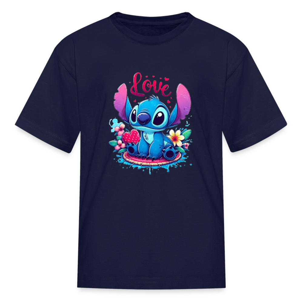 Kids Fruit of the Loom Stitch Print T Shirt - navy