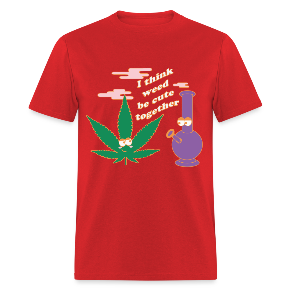 Unisex Classic Weed Print T Shirt - red