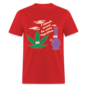 Unisex Classic Weed Print T Shirt - red